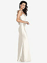Side View Thumbnail - Ivory Ruffle Trimmed Open-Back Maxi Slip Dress
