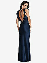 Front View Thumbnail - Midnight Navy Ruffle Trimmed Open-Back Maxi Slip Dress