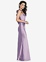 Side View Thumbnail - Pale Purple Ruffle Trimmed Open-Back Maxi Slip Dress