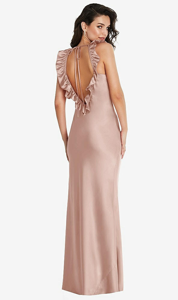 Front View - Toasted Sugar Ruffle Trimmed Open-Back Maxi Slip Dress