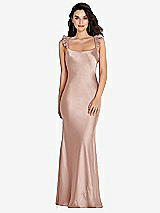Rear View Thumbnail - Toasted Sugar Ruffle Trimmed Open-Back Maxi Slip Dress