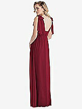 Alt View 2 Thumbnail - Burgundy Empire Waist Shirred Skirt Convertible Sash Tie Maxi Dress