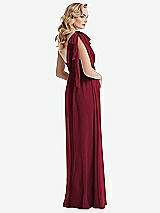 Alt View 4 Thumbnail - Burgundy Empire Waist Shirred Skirt Convertible Sash Tie Maxi Dress