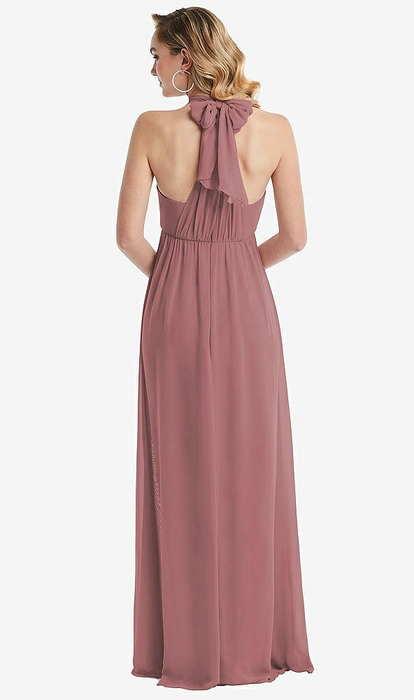 Back View - Rosewood Empire Waist Shirred Skirt Convertible Sash Tie Maxi Dress