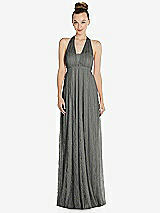 Alt View 2 Thumbnail - Charcoal Gray Empire Waist Convertible Sash Tie Lace Maxi Dress