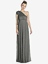 Front View Thumbnail - Charcoal Gray Empire Waist Convertible Sash Tie Lace Maxi Dress