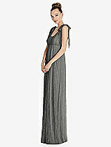 Side View Thumbnail - Charcoal Gray Empire Waist Convertible Sash Tie Lace Maxi Dress