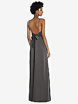 Front View Thumbnail - Caviar Gray High-Neck Low Tie-Back Maxi Dress with Adjustable Straps