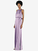 Side View Thumbnail - Pale Purple High-Neck Low Tie-Back Maxi Dress with Adjustable Straps