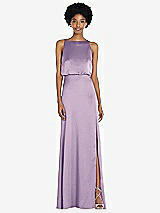 Rear View Thumbnail - Pale Purple High-Neck Low Tie-Back Maxi Dress with Adjustable Straps