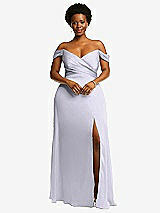 Front View Thumbnail - Silver Dove Off-the-Shoulder Flounce Sleeve Empire Waist Gown with Front Slit