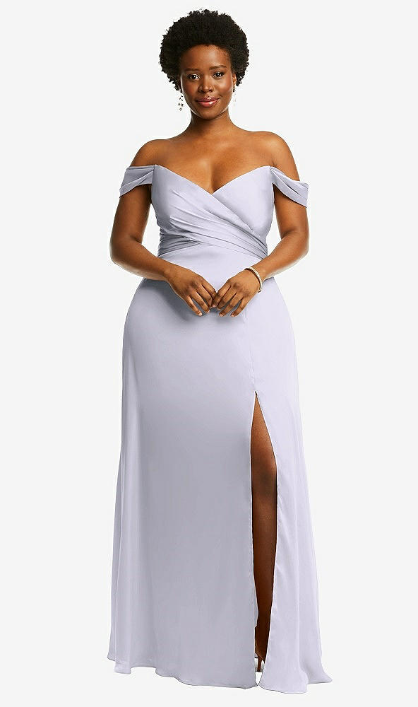 Front View - Silver Dove Off-the-Shoulder Flounce Sleeve Empire Waist Gown with Front Slit