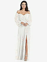 Side View Thumbnail - Spring Fling Off-the-Shoulder Puff Sleeve Maxi Dress with Front Slit