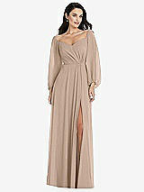 Alt View 1 Thumbnail - Topaz Off-the-Shoulder Puff Sleeve Maxi Dress with Front Slit