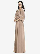 Front View Thumbnail - Topaz Off-the-Shoulder Puff Sleeve Maxi Dress with Front Slit