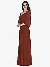 Front View Thumbnail - Auburn Moon Off-the-Shoulder Puff Sleeve Maxi Dress with Front Slit