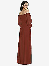 Rear View Thumbnail - Auburn Moon Off-the-Shoulder Puff Sleeve Maxi Dress with Front Slit