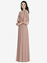 Front View Thumbnail - Bliss Off-the-Shoulder Puff Sleeve Maxi Dress with Front Slit