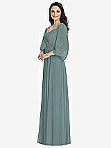 Front View Thumbnail - Icelandic Off-the-Shoulder Puff Sleeve Maxi Dress with Front Slit