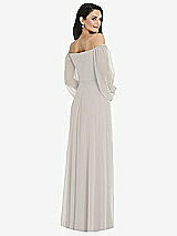 Rear View Thumbnail - Oyster Off-the-Shoulder Puff Sleeve Maxi Dress with Front Slit