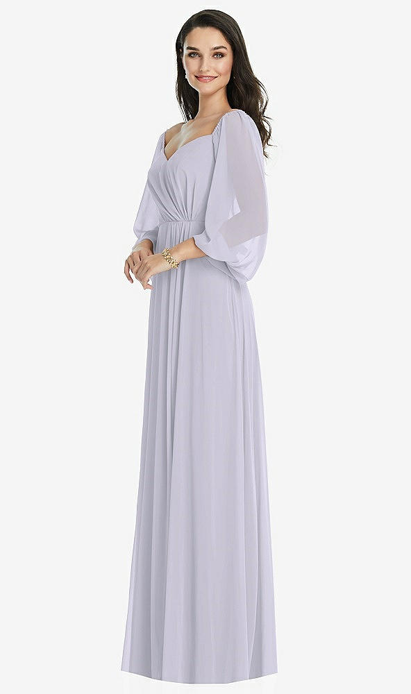 Front View - Silver Dove Off-the-Shoulder Puff Sleeve Maxi Dress with Front Slit