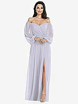 Side View Thumbnail - Silver Dove Off-the-Shoulder Puff Sleeve Maxi Dress with Front Slit
