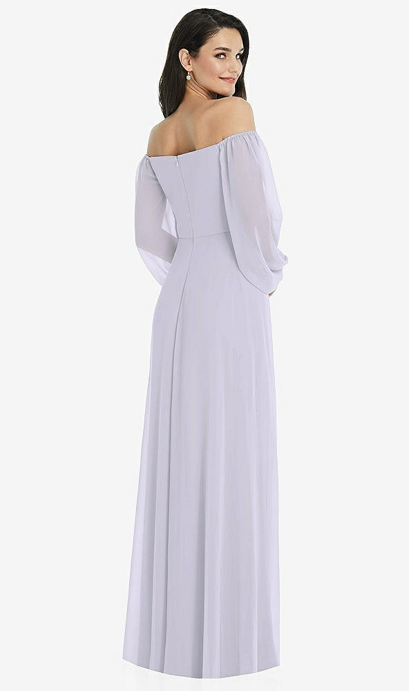 Back View - Silver Dove Off-the-Shoulder Puff Sleeve Maxi Dress with Front Slit