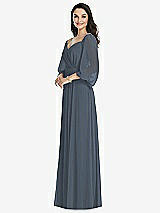 Front View Thumbnail - Silverstone Off-the-Shoulder Puff Sleeve Maxi Dress with Front Slit