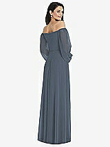 Rear View Thumbnail - Silverstone Off-the-Shoulder Puff Sleeve Maxi Dress with Front Slit