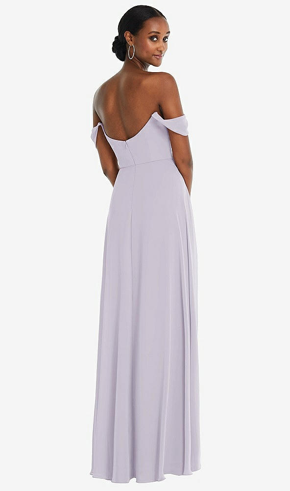 Back View - Moondance Off-the-Shoulder Basque Neck Maxi Dress with Flounce Sleeves