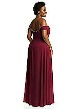 Alt View 3 Thumbnail - Burgundy Off-the-Shoulder Basque Neck Maxi Dress with Flounce Sleeves