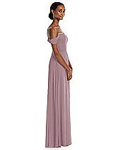Side View Thumbnail - Dusty Rose Off-the-Shoulder Basque Neck Maxi Dress with Flounce Sleeves