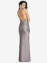 Rear View Thumbnail - Cashmere Gray Halter Convertible Strap Bias Slip Dress With Front Slit