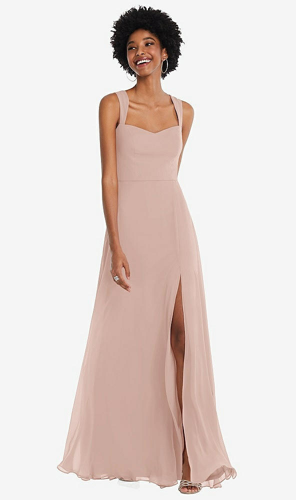 Front View - Toasted Sugar Contoured Wide Strap Sweetheart Maxi Dress