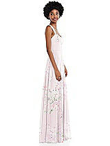 Side View Thumbnail - Watercolor Print Contoured Wide Strap Sweetheart Maxi Dress