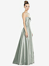 Side View Thumbnail - Willow Green Bow Cuff Strapless Satin Ball Gown with Pockets