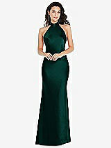 Front View Thumbnail - Evergreen Scarf Tie High-Neck Halter Maxi Slip Dress