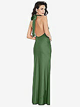 Rear View Thumbnail - Vineyard Green Scarf Tie High-Neck Halter Maxi Slip Dress
