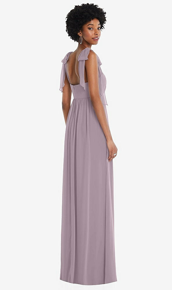 Back View - Lilac Dusk Convertible Tie-Shoulder Empire Waist Maxi Dress