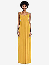 Alt View 4 Thumbnail - NYC Yellow Convertible Tie-Shoulder Empire Waist Maxi Dress