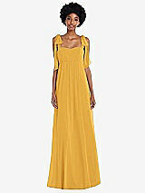 Front View Thumbnail - NYC Yellow Convertible Tie-Shoulder Empire Waist Maxi Dress