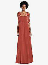 Front View Thumbnail - Amber Sunset Convertible Tie-Shoulder Empire Waist Maxi Dress