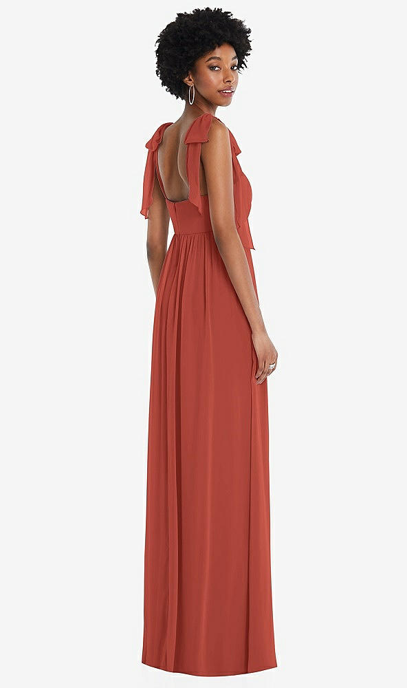 Back View - Amber Sunset Convertible Tie-Shoulder Empire Waist Maxi Dress