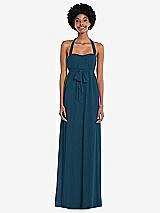 Alt View 1 Thumbnail - Atlantic Blue Convertible Tie-Shoulder Empire Waist Maxi Dress