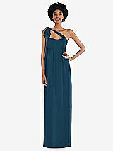 Alt View 2 Thumbnail - Atlantic Blue Convertible Tie-Shoulder Empire Waist Maxi Dress