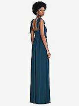 Rear View Thumbnail - Atlantic Blue Convertible Tie-Shoulder Empire Waist Maxi Dress