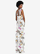 Alt View 3 Thumbnail - Butterfly Botanica Ivory Convertible Tie-Shoulder Empire Waist Maxi Dress