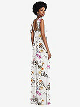Rear View Thumbnail - Butterfly Botanica Ivory Convertible Tie-Shoulder Empire Waist Maxi Dress