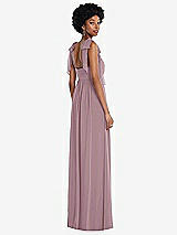 Rear View Thumbnail - Dusty Rose Convertible Tie-Shoulder Empire Waist Maxi Dress