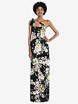 Alt View 2 Thumbnail - Noir Garden Convertible Tie-Shoulder Empire Waist Maxi Dress
